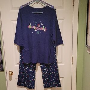 Blue Pajama Set with Fun Print and Relaxed Fit